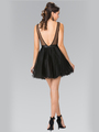 50-1459 Illusion Sweetheart Short Cocktail Dress - Black, Back View Thumbnail