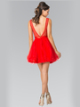 50-1459 Illusion Sweetheart Short Cocktail Dress - Red, Back View Thumbnail