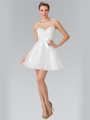50-1459 Illusion Sweetheart Short Cocktail Dress - White, Front View Thumbnail