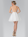50-1459 Illusion Sweetheart Short Cocktail Dress - White, Back View Thumbnail