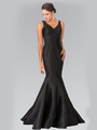 50-2212 Sleeveless Long Evening Dress with Trumpet Hem - Black, Front View Thumbnail