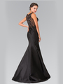 50-2212 Sleeveless Long Evening Dress with Trumpet Hem - Black, Back View Thumbnail