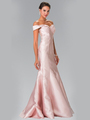 50-2213 Off The Shoulder Mermaid Long Prom Dress - Blush, Front View Thumbnail