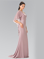 50-2254 Long Evening Dress with Cape - Mocha, Front View Thumbnail