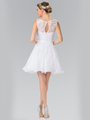 50-2314 Embroidery Top Chiffon Cocktail Dress - White, Back View Thumbnail