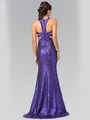 50-2333 Mock Two-Piece Sequin Long Prom Dress - Purple, Back View Thumbnail