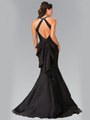 50-2353 High Neck Mermaid Long Prom Dress - Black, Back View Thumbnail