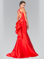 50-2353 High Neck Mermaid Long Prom Dress - Red, Back View Thumbnail