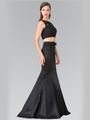 50-2354 Two Piece Taffeta Long Prom Dress - Black, Back View Thumbnail