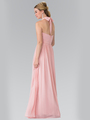 50-2362 Halter Chiffon Evening Dress with Open Back - Blush, Back View Thumbnail