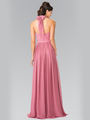 50-2362 Halter Chiffon Evening Dress with Open Back - Dusty Rose, Back View Thumbnail