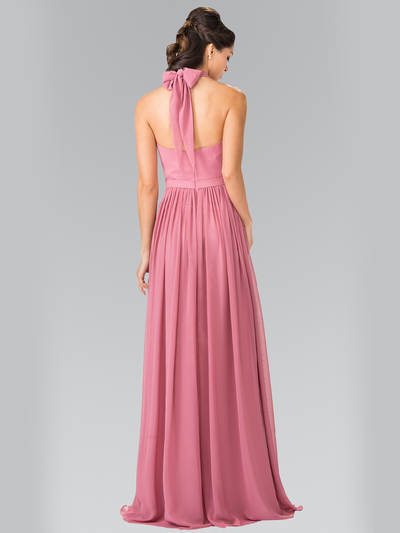 50-2362 Halter Chiffon Evening Dress with Open Back - Dusty Rose, Back View Medium