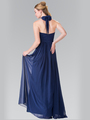 50-2362 Halter Chiffon Evening Dress with Open Back - Navy, Back View Thumbnail