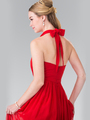 50-2362 Halter Chiffon Evening Dress with Open Back - Red, Back View Thumbnail