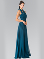 50-2362 Halter Chiffon Evening Dress with Open Back - Teal, Front View Thumbnail
