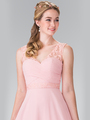 50-2363 Chiffon Bridesmaid Dresses with Lace Straps - Blush, Back View Thumbnail