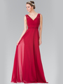 50-2363 Chiffon Bridesmaid Dresses with Lace Straps - Burgundy, Front View Thumbnail