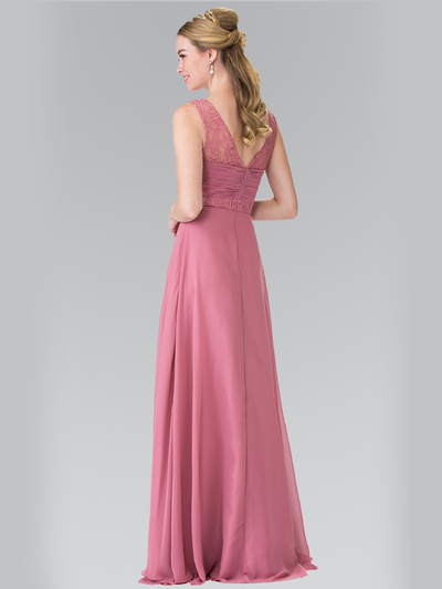 50-2363 Chiffon Bridesmaid Dresses with Lace Straps - Dusty Rose, Back View Medium