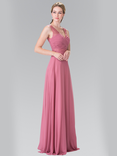 50-2363 Chiffon Bridesmaid Dresses with Lace Straps - Dusty Rose, Front View Medium