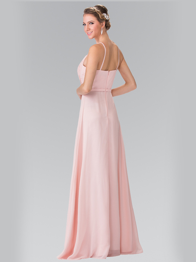 50-2374 Chiffon Bridesmaid Dress with Spaghetti Straps - Blush, Back View Medium