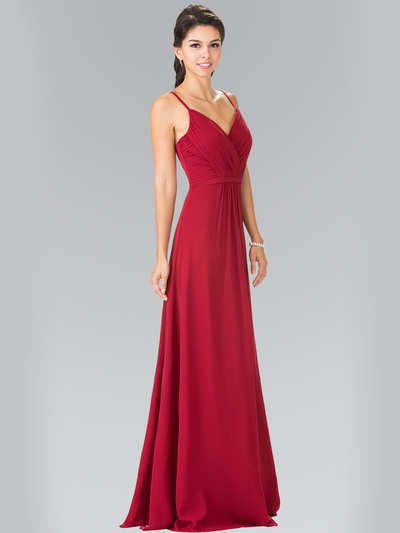 50-2374 Chiffon Bridesmaid Dress with Spaghetti Straps - Burgundy, Front View Medium