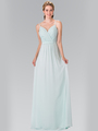 50-2374 Chiffon Bridesmaid Dress with Spaghetti Straps - Mint, Front View Thumbnail