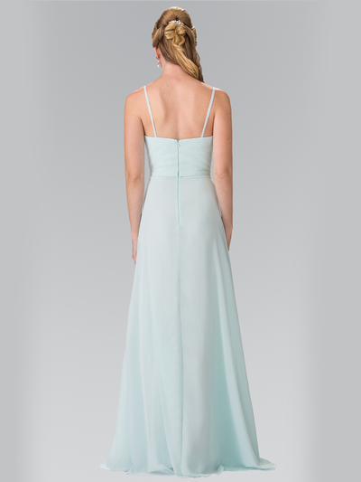 50-2374 Chiffon Bridesmaid Dress with Spaghetti Straps - Mint, Back View Medium