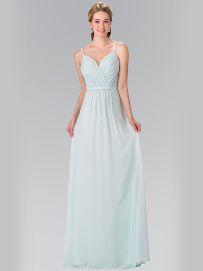 50-2374 Chiffon Bridesmaid Dress with Spaghetti Straps - Mint, Front View Medium