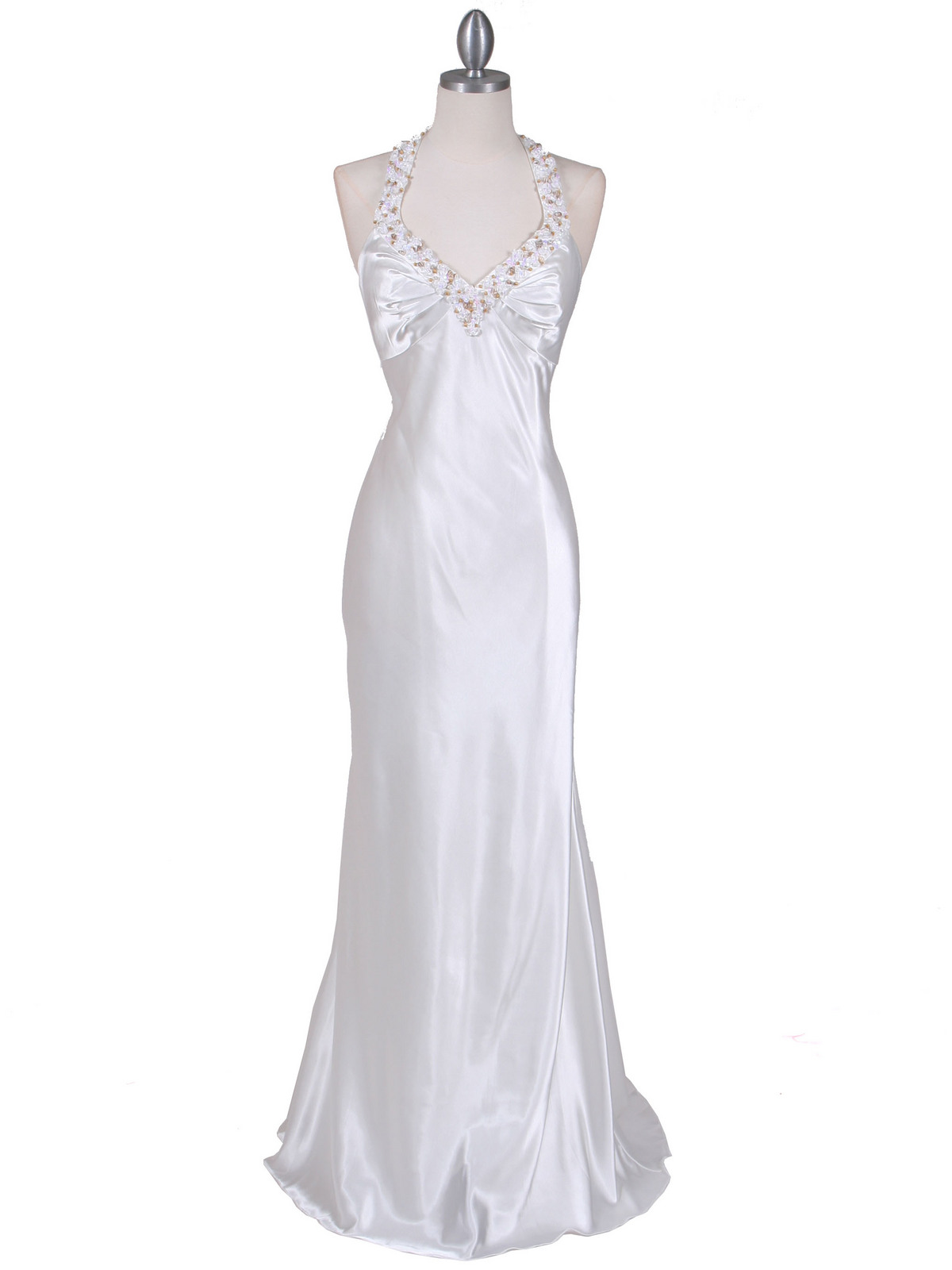 5005 Ivory Satin Evening Dresses - Front Image