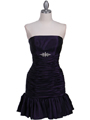 501 Purple Strapless Pleated Cocktail Dress - Purple, Front View Thumbnail