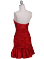501 Red Strapless Pleated Cocktail Dress - Red, Back View Thumbnail