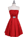 5039 Red Taffeta Cocktail Dress - Red, Front View Thumbnail