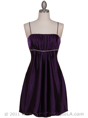 5049 Purple Satin Bubble Dress, Purple