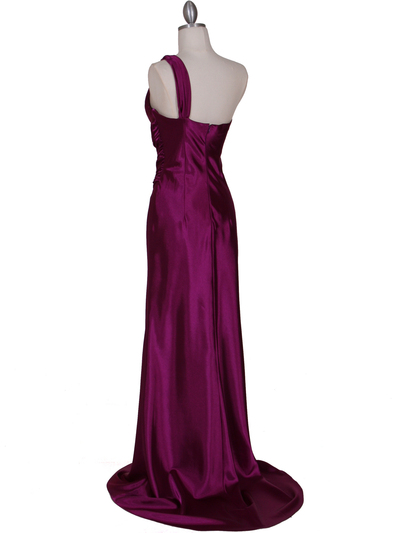 5057 Purple One Shoulder Evening Dress - Purple, Back View Medium