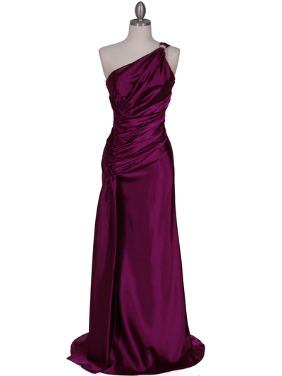 5057 Purple One Shoulder Evening Dress - Purple, Front View Medium