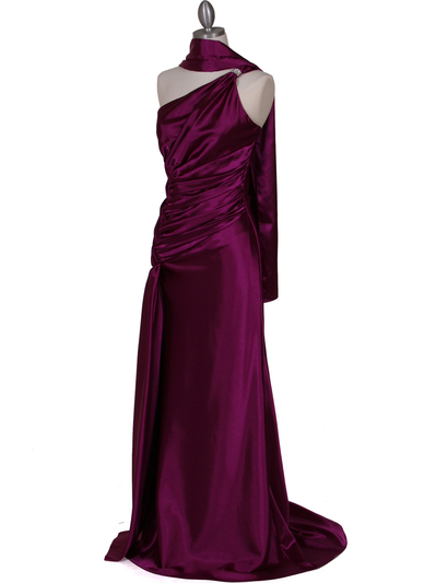 5057 Purple One Shoulder Evening Dress - Purple, Alt View Medium