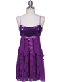 5077 Purple Sequin Top Cocktail Dress - Purple, Front View Thumbnail