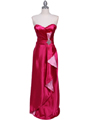 5087 Hot Pink Satin Strapless Evening Dress - Hot Pink, Front View Thumbnail