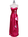 Hot Pink Satin Strapless Evening Dress