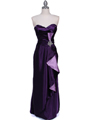 5087 Purple  Satin Strapless Evening Dress - Purple, Front View Thumbnail