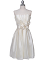 5095 Ivory Strapless Floral Cocktail Dress - Ivory, Front View Thumbnail