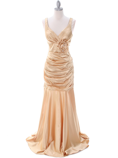 5098 Gold Bridesmaid Dress - Gold, Front View Medium