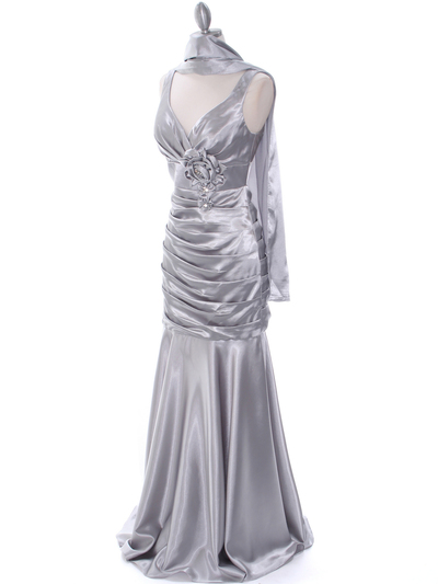 5098 Silver Bridesmaid Dress - Silver, Alt View Medium