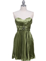 5203 Apple Green Strapless Pleated Cocktail Dress - Apple Green, Front View Thumbnail