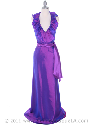 5237 Purple Taffeta Evening Dress, Purple