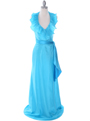 5237 Turquoise Taffeta Evening Dress - Turquoise, Front View Thumbnail