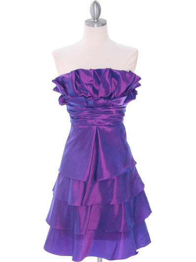 5239 Purple Homecoming Dress - Purple, Front View Medium