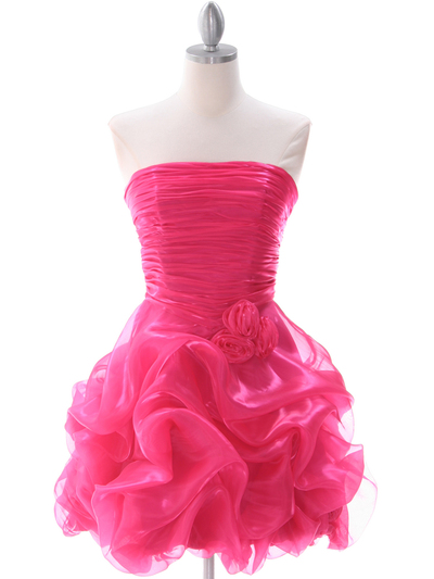 5240 Hot Pink Short Prom Dress - Hot Pink, Front View Medium