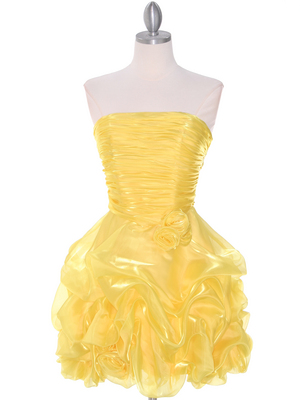 5240 Yellow Short Prom Dress, Yellow