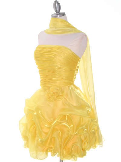 5240 Yellow Short Prom Dress - Yellow, Alt View Medium